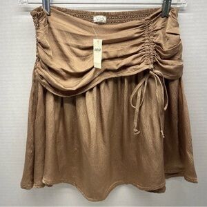 Aerie Brown Ruched Mini Skirt